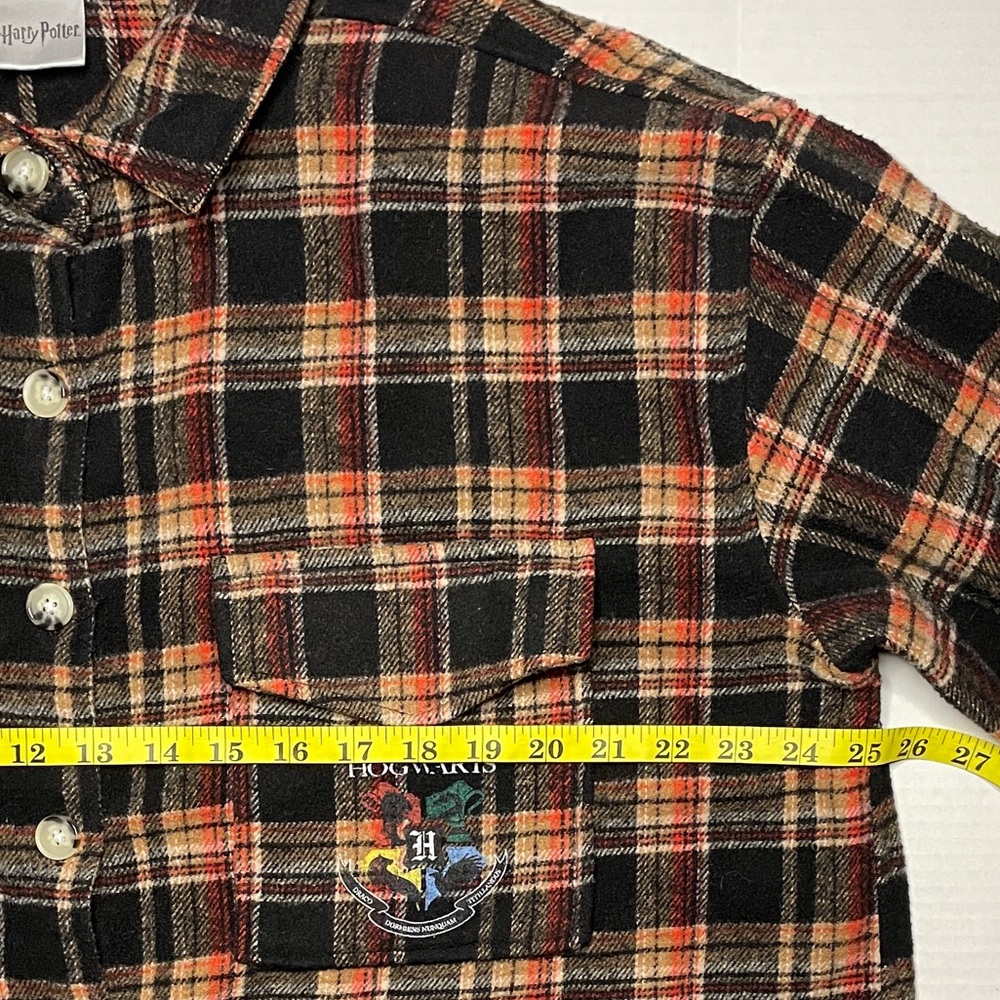 HARRY POTTER Womens Flannel Shirt Jacket Large Wool Blend HOGWARTS Relaxed Fit - Picture 8 of 9